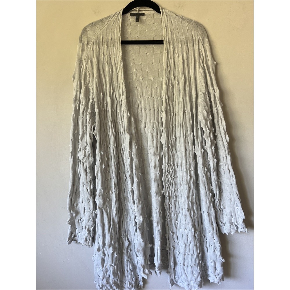 OSKA Knit Long Open Front Cardigan  Size 3 Women's Cotton Lightweight Textured